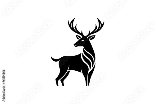 Wallpaper Mural Gold Deer Logo. Simple Vector illustration. Emblem design business template. Classic Deer icon. Nature Wildlife Hunting. Silhouette Head. Stag, Buck, Hart, Reindeer, Mule, Whitetail, Elk, Antler.  Torontodigital.ca