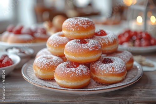 Wallpaper Mural Poland: Paczki Round, deep-fried doughnuts filled with jam or custard, dusted with powdered sugar. Torontodigital.ca