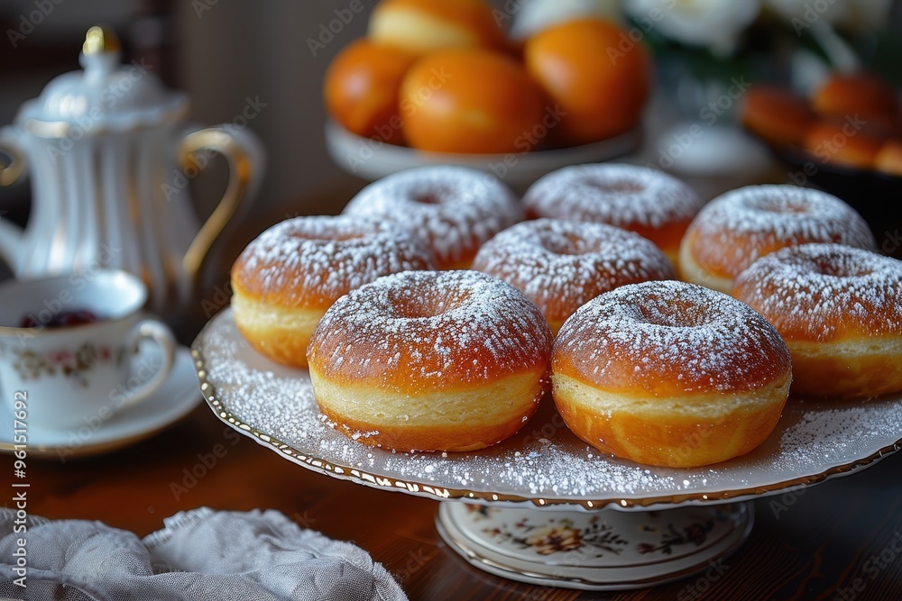 Poland: Paczki Round, deep-fried doughnuts filled with jam or custard, dusted with powdered sugar. Poland: Paczki Round, deep-fried doughnuts filled with jam or custard, dusted with powdered sugar.