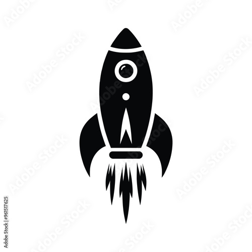 Rocket Silhouette Launching into Space