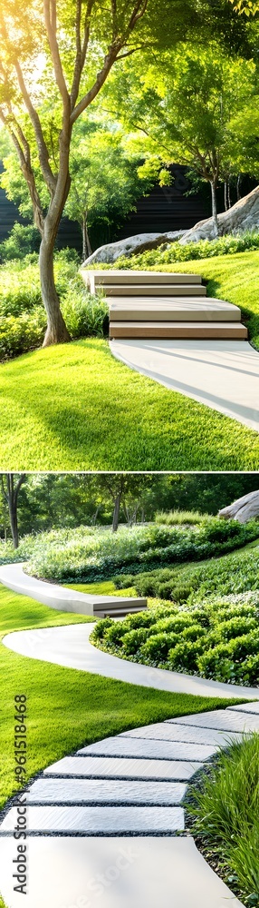 Winding Path Through Lush Greenery. Winding Path Through Lush Greenery.