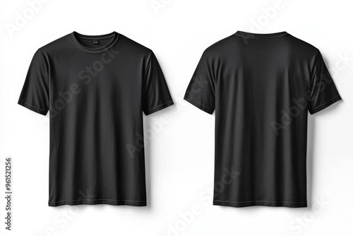 Black Tshirt Mockup Front and Back Isolated created with Generative AI