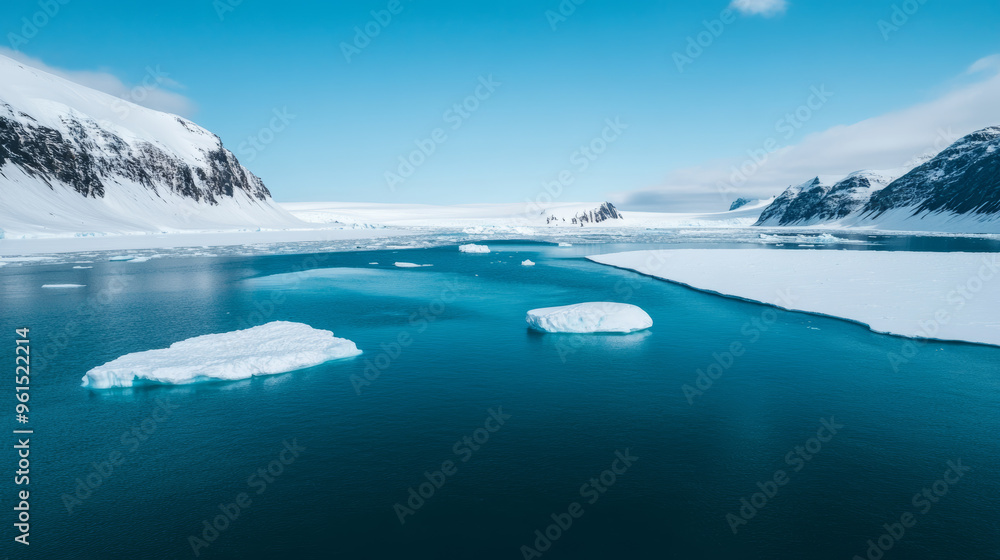 Arctic snorkelers in drysuits exploring icy blue waters with floating ice chunks and curious seals nearby Arctic snorkelers in drysuits exploring icy blue waters with floating ice chunks and curious seals nearby