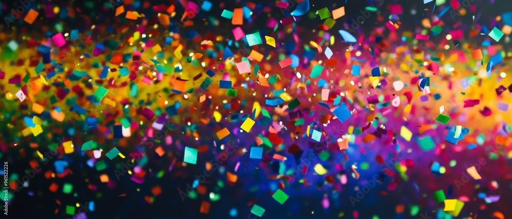 A colorful explosion of confetti is falling from the sky A colorful explosion of confetti is falling from the sky