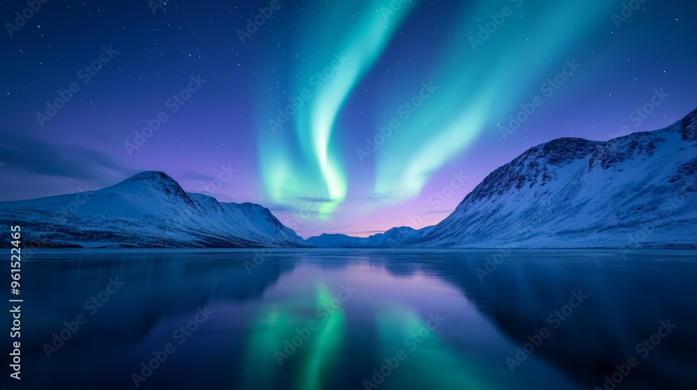 Aurora borealis reflecting on a frozen Arctic lake vibrant colors blending with deep cold shadows mystical and serene Aurora borealis reflecting on a frozen Arctic lake vibrant colors blending with deep cold shadows mystical and serene