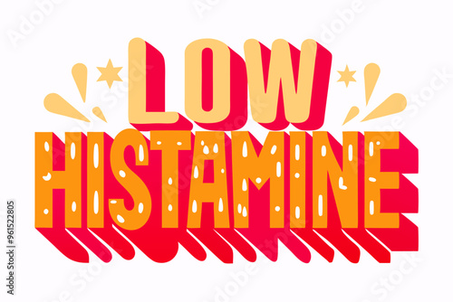 Rectangular low histamine sticker on white with magenta font