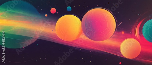Wallpaper Mural A colorful space scene with a rainbow of planets and stars Torontodigital.ca