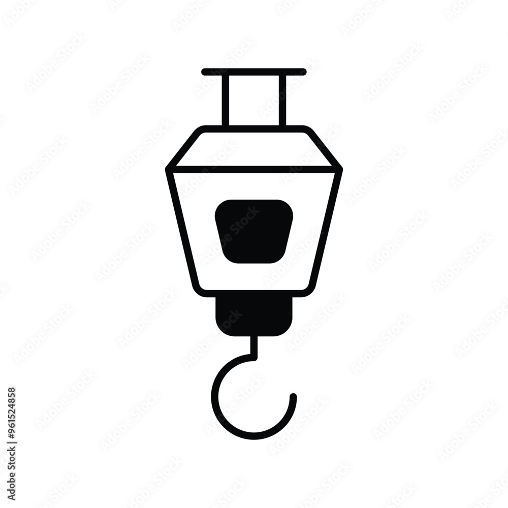 crane hook glyph icon with white background vector stock illustration crane hook glyph icon with white background vector stock illustration