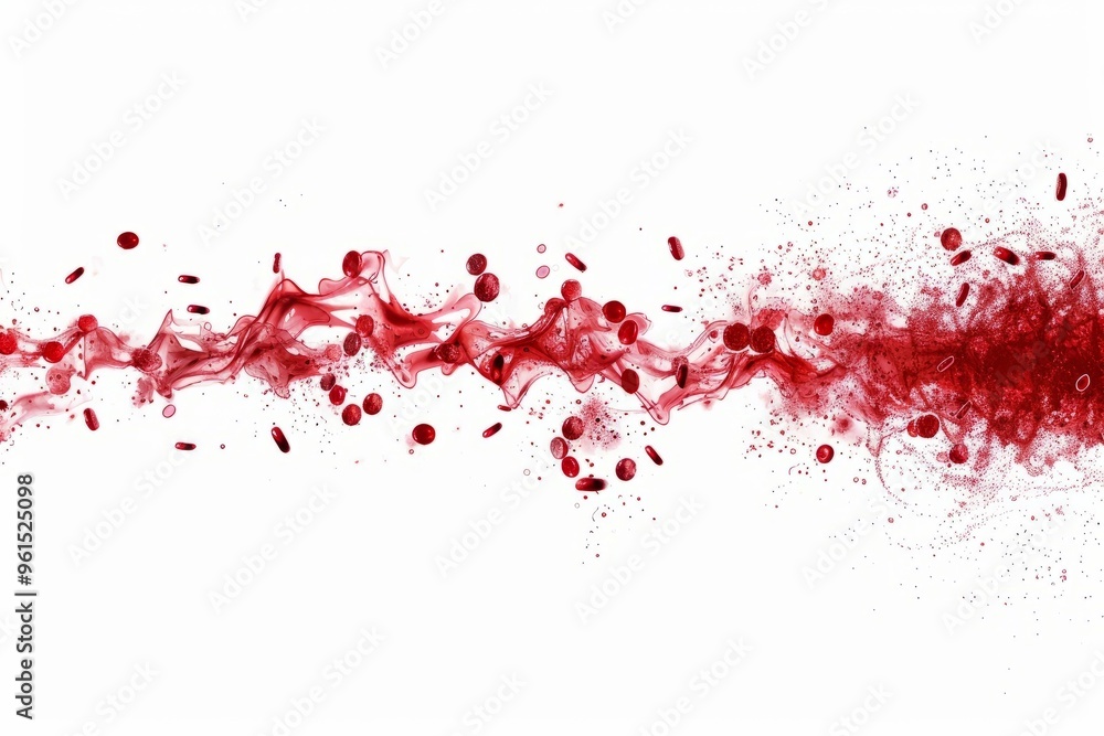 Stream of erythrocytes flowing in an uninterrupted line on white Stream of erythrocytes flowing in an uninterrupted line on white