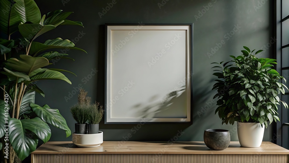 Minimalist blank frame on pure wall indoor room, Bright room with blank picture frame. Minimalist blank frame on pure wall indoor room, Bright room with blank picture frame.