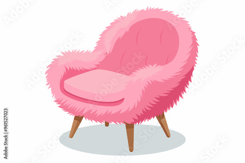 Beautiful furniture chair made of soft texture with long pile like hair vector art illustration photo