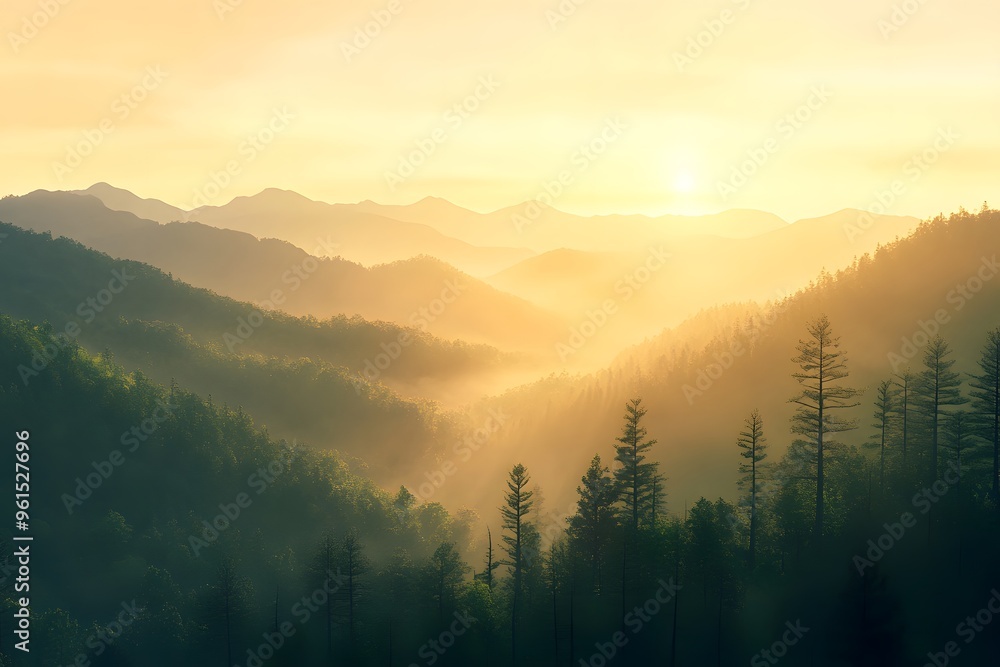 Obraz premium Sunrise Over Mountain Ranges