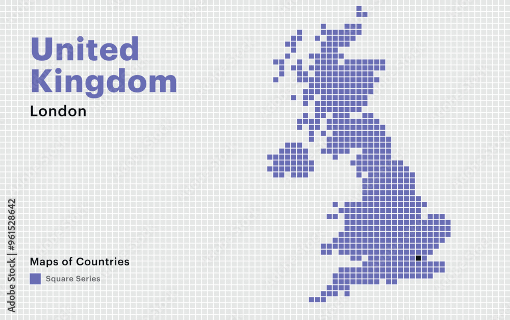 Obraz premium Creative Dotted Map of United Kingdom with capital London Square dots
