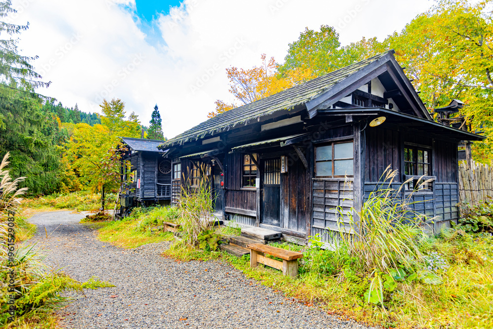 Autumn leaves at Nyuto Onsen in Akita Prefecture