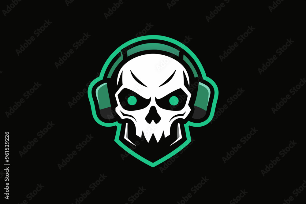 Gamer skull head logo with headphones Gamer skull head logo with headphones