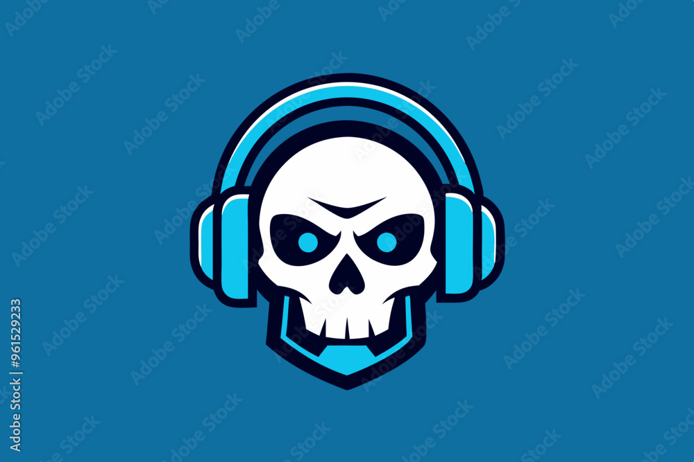 Gamer skull head logo with headphones Gamer skull head logo with headphones
