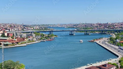 Istanbul city panorama with Golden Horn bay and view to Istanbul city architecture