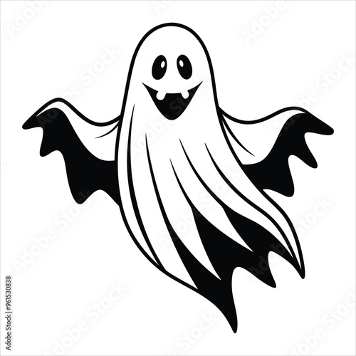 halloween, ghost, silhouette, spooky, scary, haunted, creepy, eerie, spirit, cartoon, clipart, vector, illustration, black and white, paranormal, specter, shadow, fright, fear, ai generated