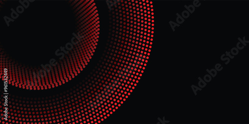 Halftone texture with red dots on a black background. Minimalism, vector.