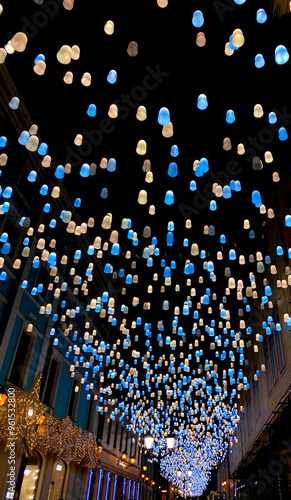 Christmas lights decorating the streets of London