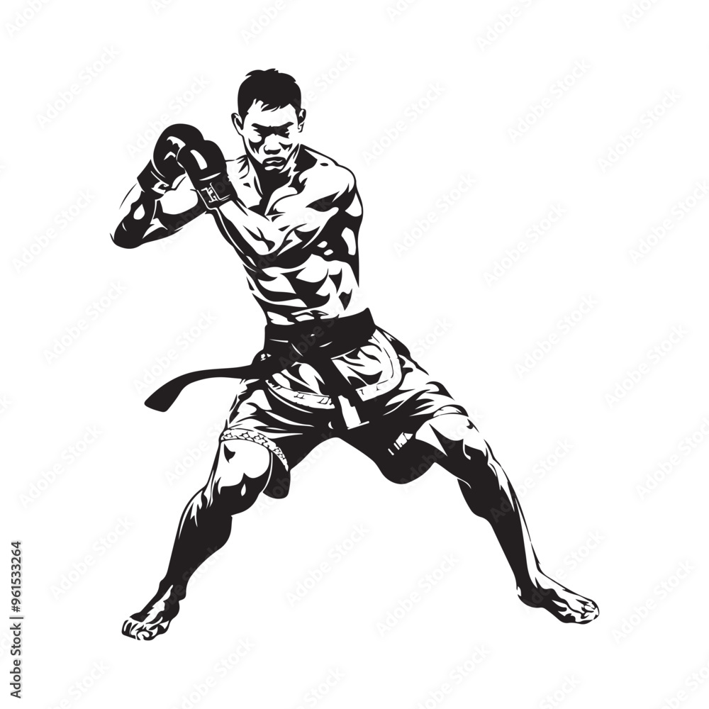 Muay Thai Stock Illustrations. Muay Thai fighter isolated Stock Vector Images. Muay Thai Stock Illustrations. Muay Thai fighter isolated Stock Vector Images.