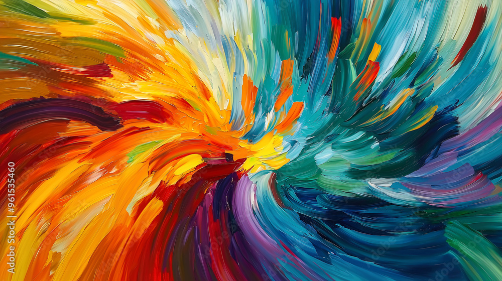 Obraz premium Abstract Colorful Swirl of Vibrant Brushstrokes in Dynamic Motion