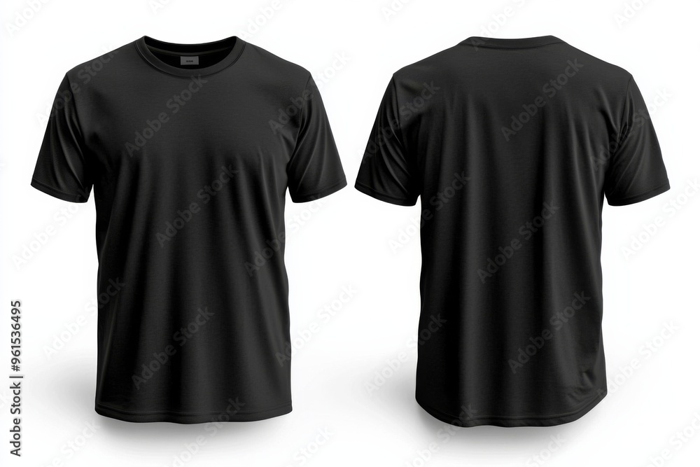 Black Tshirt Mockup Front and Back Isolated created with Generative AI