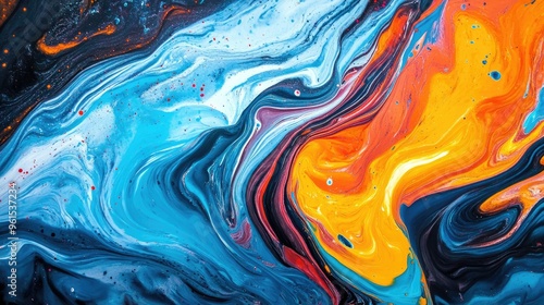 Liquid paint mixing in mesmerizing swirls