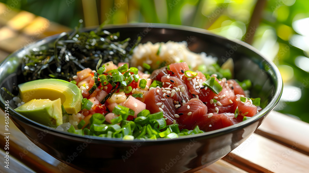 Hawaiian Poke Bowl With Fresh Ahi Tuna And Seaweed Hawaiian Poke Bowl With Fresh Ahi Tuna And Seaweed