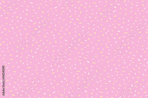 Cute polka dots on a pastel pink background. Minimalist seamless pattern with abstract shapes spots, drops, circular, snowflakes. Plain texture ornament. Vector hand drawn.