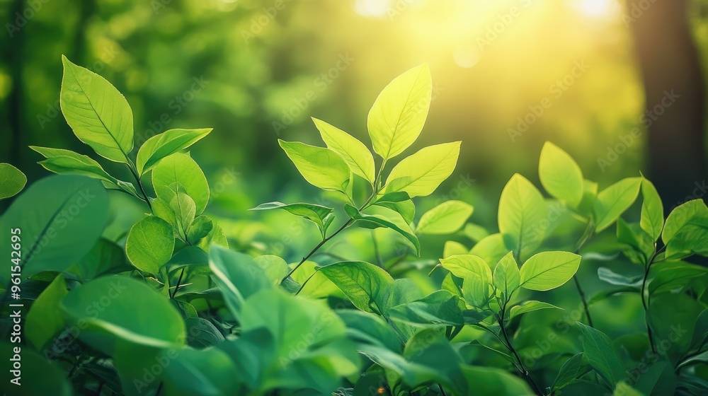 Lush green foliage under springtime sun glow Lush green foliage under springtime sun glow