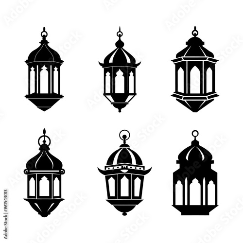Ramadan Kareem theme design background Islamic Lantern collection set vector illustration