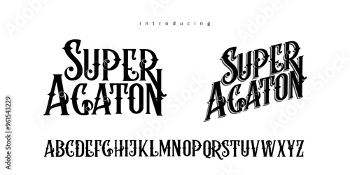Super Agaton is Elegant Font Uppercase Lowercase and Number. Classic Lettering Minimal Fashion Designs. Typography modern serif fonts regular decorative vintage concept. vector illustration