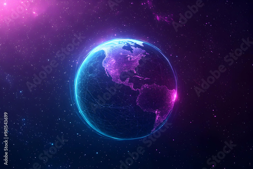 Abstract Illustration - Global Network Earth Connection in Space Galaxy