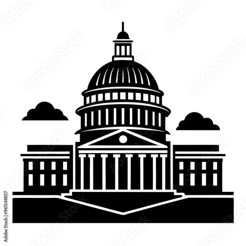 country capitol building vector illustration silhouette