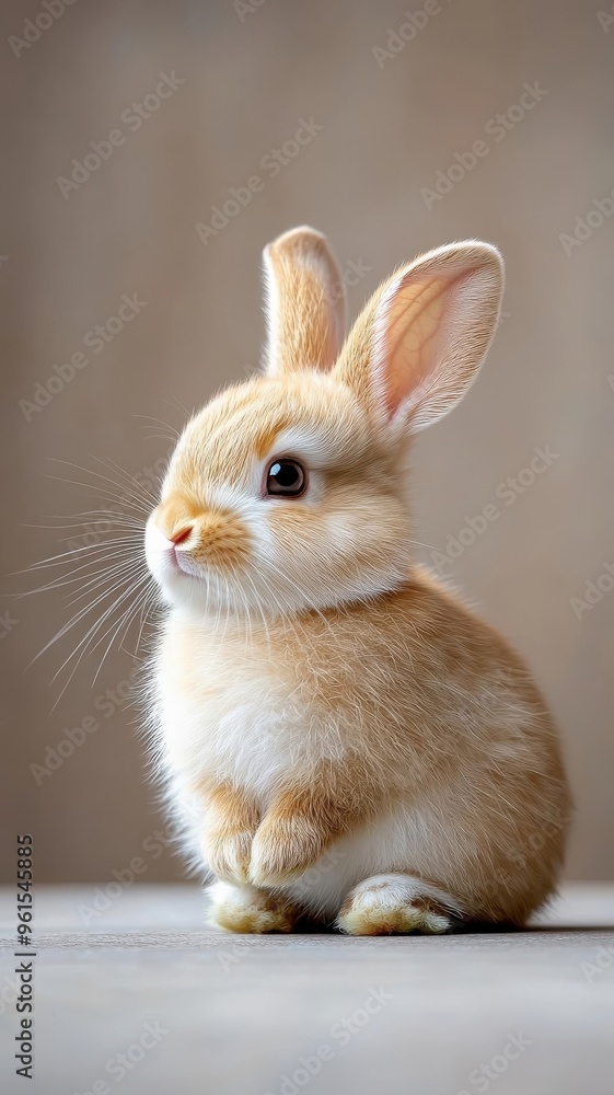 Professionally lit studio featuring a rabbit, with soft lighting enhancing its fluffy fur and endearing features against a minimalistic backdrop. Professionally lit studio featuring a rabbit, with soft lighting enhancing its fluffy fur and endearing features against a minimalistic backdrop.