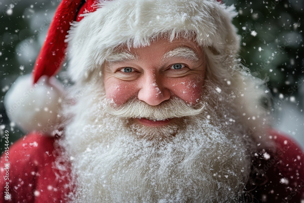 A close-up of a warm and friendly Santa Claus, with a twinkle in his eye and a gentle smile A close-up of a warm and friendly Santa Claus, with a twinkle in his eye and a gentle smile