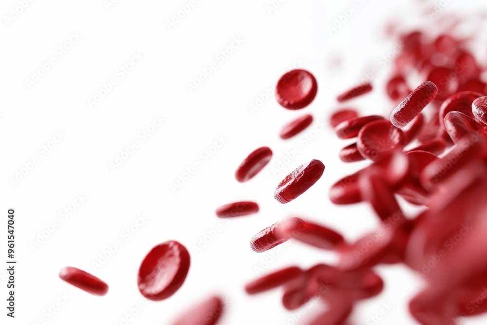 Flow of red blood cells, cleanly separated from a white background Flow of red blood cells, cleanly separated from a white background