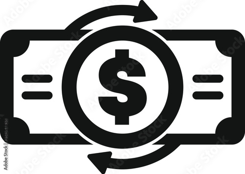 This simple vector icon represents the concept of money turnover, ideal for financial or business contexts