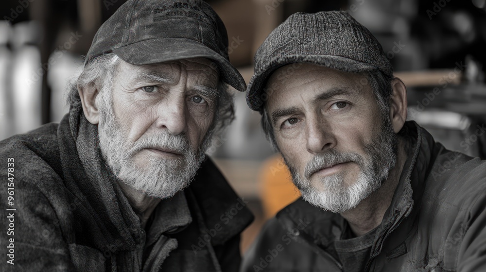 Two Elderly Men Looking at the Camera Two Elderly Men Looking at the Camera