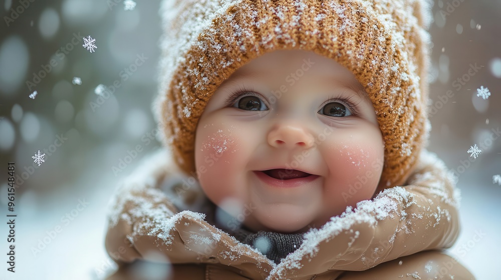 joyful winter wonder closeup of a giggling baby in a puffy snowsuit rosy cheeks aglow snowflakes dance around creating a magical winter wonderland scene filled with innocence and delight joyful winter wonder closeup of a giggling baby in a puffy snowsuit rosy cheeks aglow snowflakes dance around creating a magical winter wonderland scene filled with innocence and delight