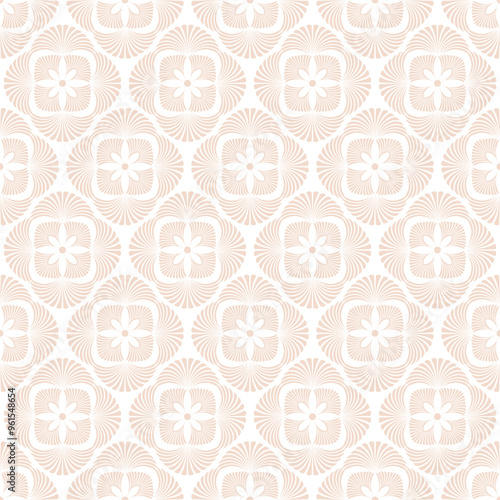 Tan Palmette Flowers Seamless Vector Repeat Pattern