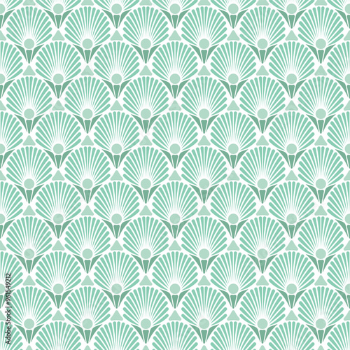 Ornate Teal Art Deco Scale Seamless Vector Repeat Pattern