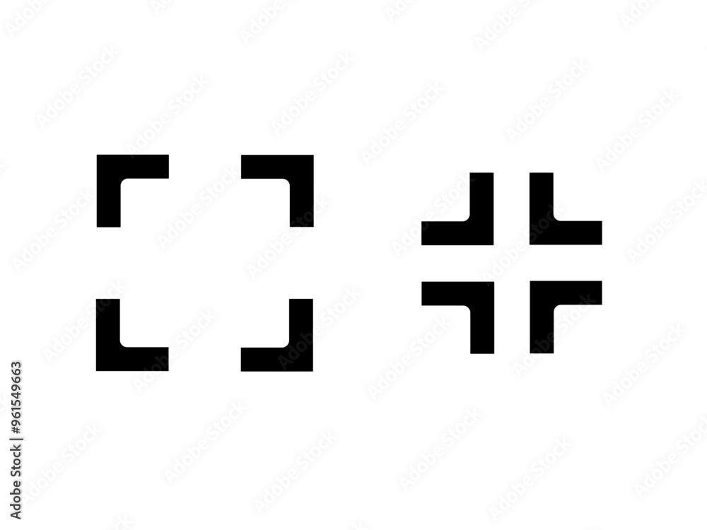 Full screen and exit full screen icons with trendy design Full screen and exit full screen icons with trendy design