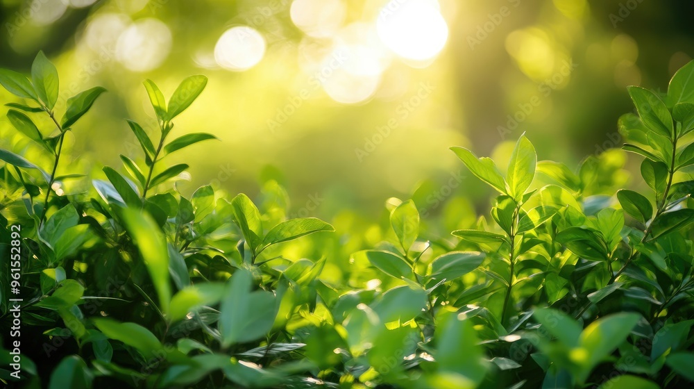 Lush green foliage under springtime sun glow Lush green foliage under springtime sun glow