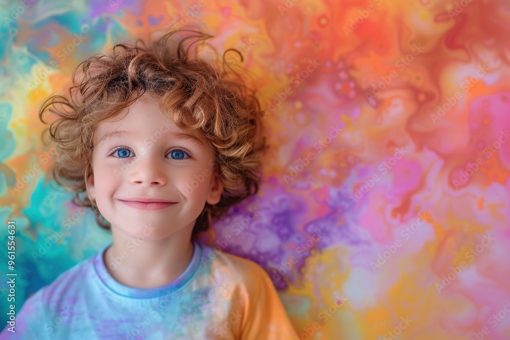 A joyful child creating colorful handmade art in a vibrant, abstract setting A joyful child creating colorful handmade art in a vibrant, abstract setting