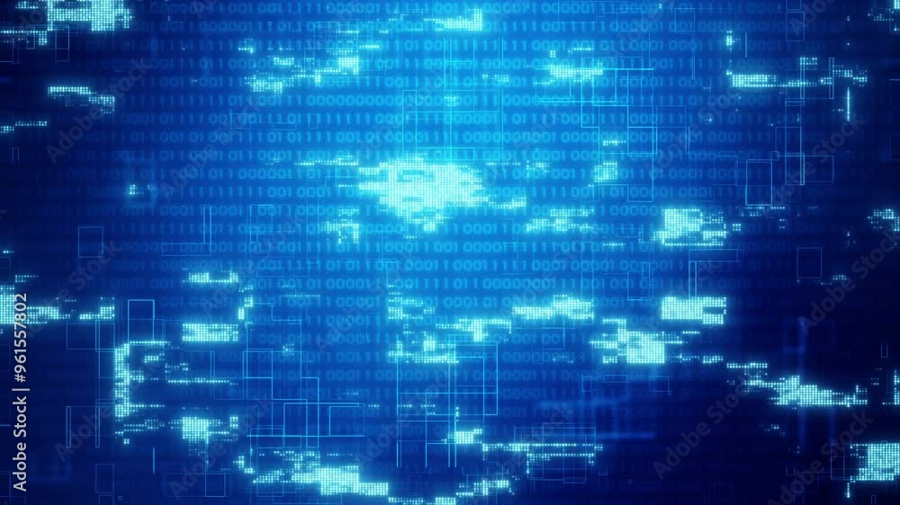 Abstract blue cyber matrix with flowing data particles, perfect for modern science and technology visuals. Abstract blue cyber matrix with flowing data particles, perfect for modern science and technology visuals.