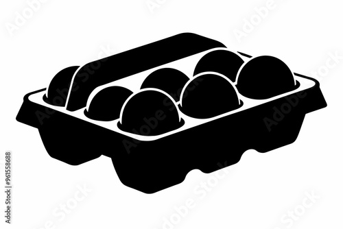 Black silhouette of egg box isolated vector art illustration photo