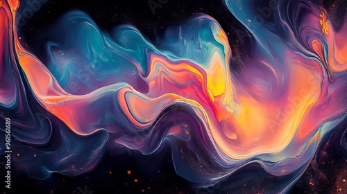 Colorful abstract swirl of vibrant hues in a cosmic-inspired design
