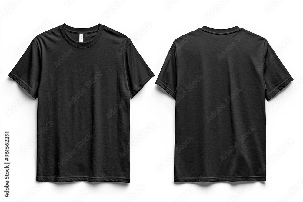 Naklejka premium Black Tshirt Mockup Front and Back Isolated created with Generative AI
